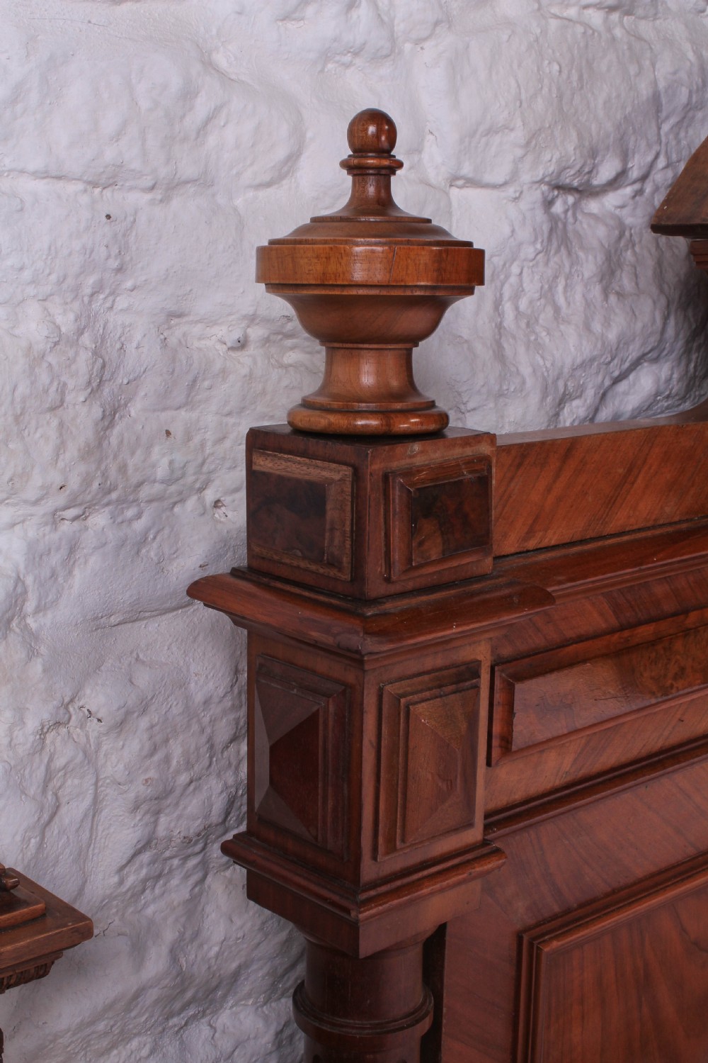 Top quality Henri II  style burr walnut and mahogany double bed View IV