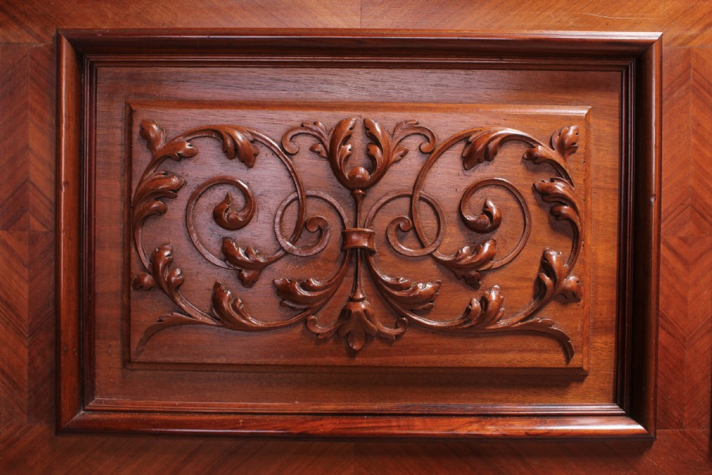 Top quality Henri II  style burr walnut and mahogany double bed View VI