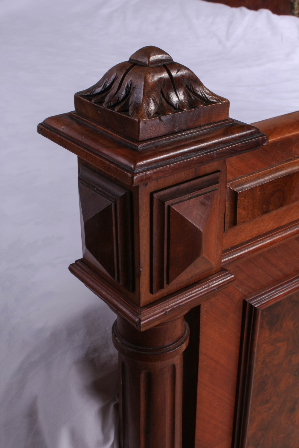 Top quality Henri II  style burr walnut and mahogany double bed View VII