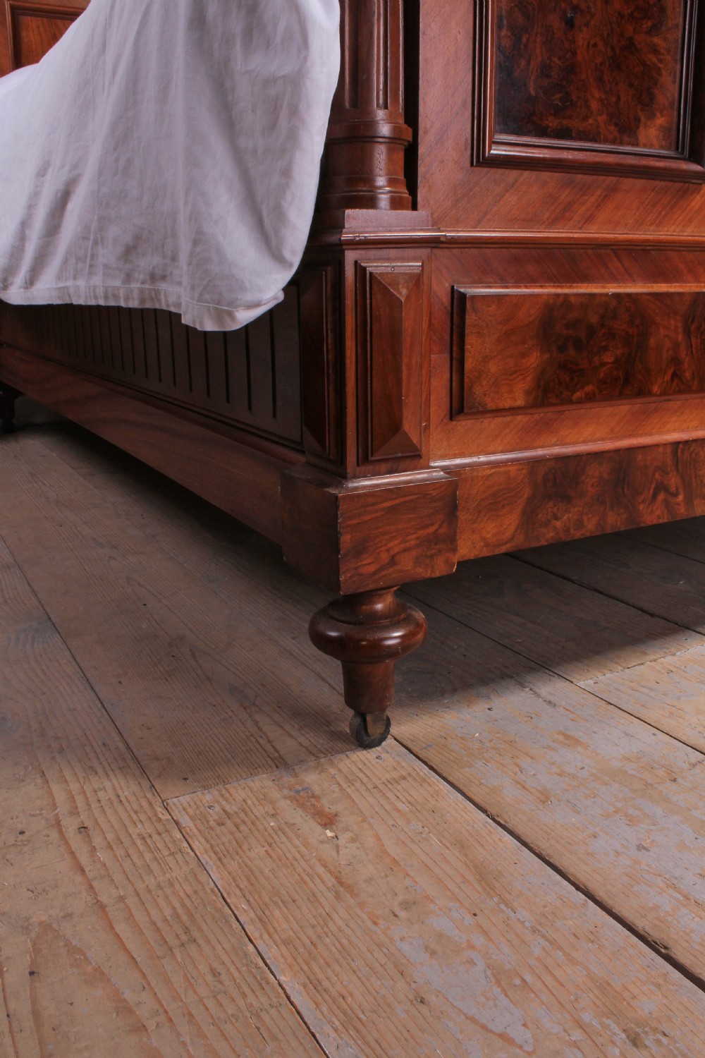 Top quality Henri II  style burr walnut and mahogany double bed View VIII