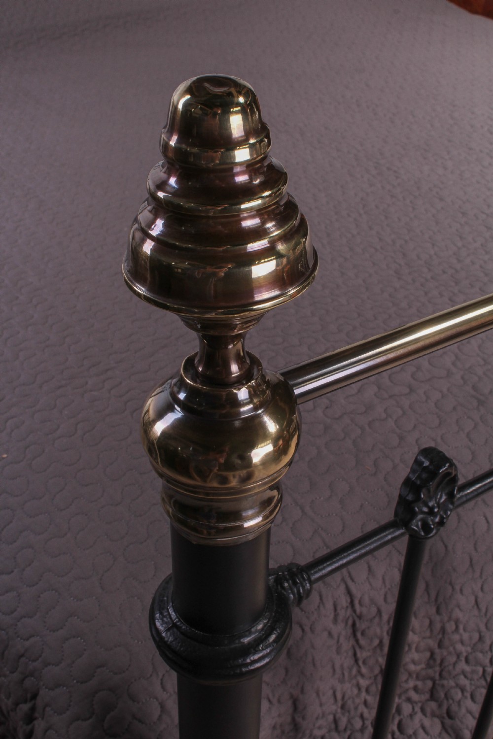 Handsome 6Ft Victorian black and brass super kingsize bed View II