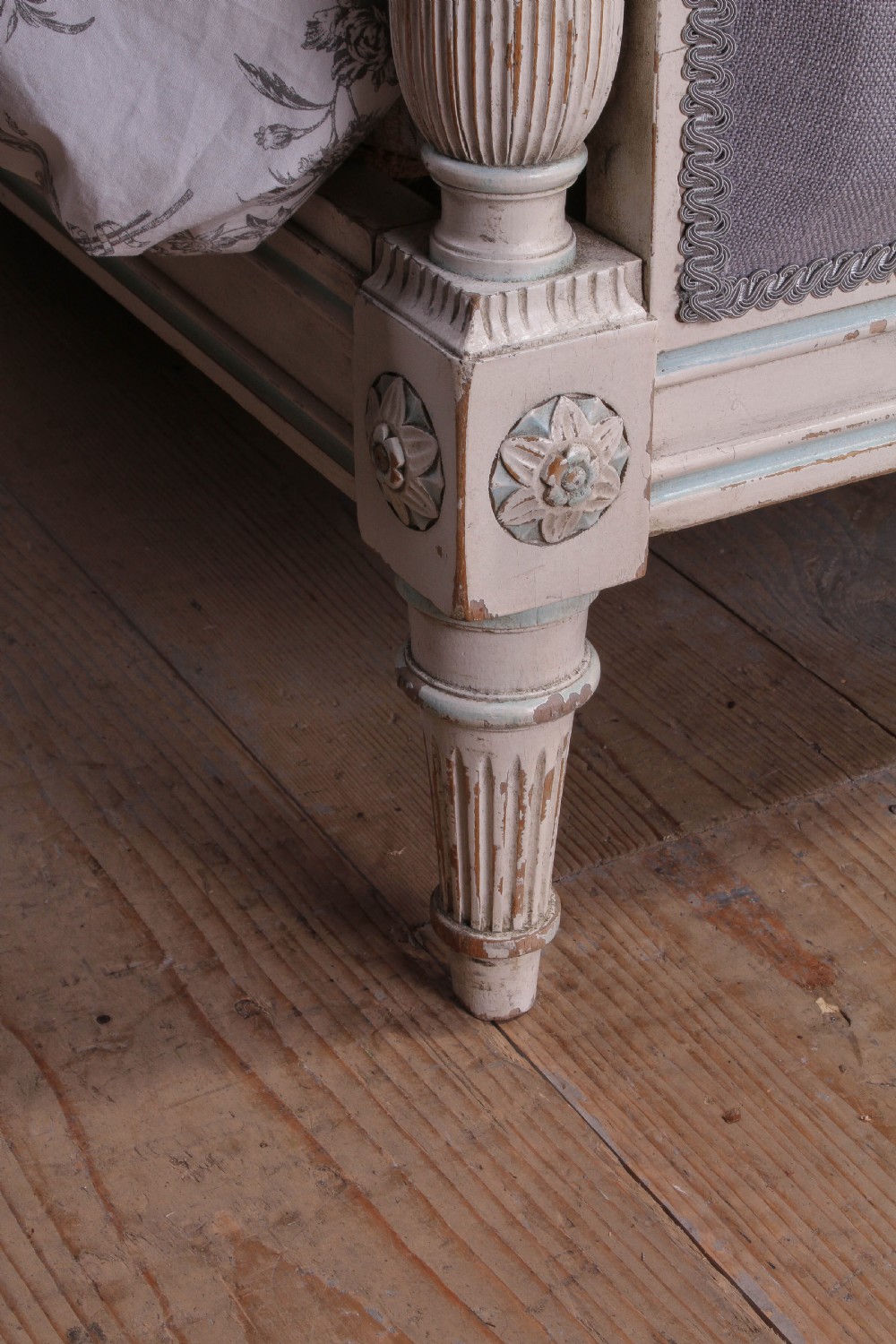 Newly upholstered French Empire style bed View V