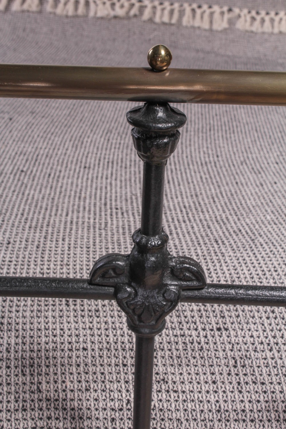 Striking Classic Victorian black and aged brass double bed View IV