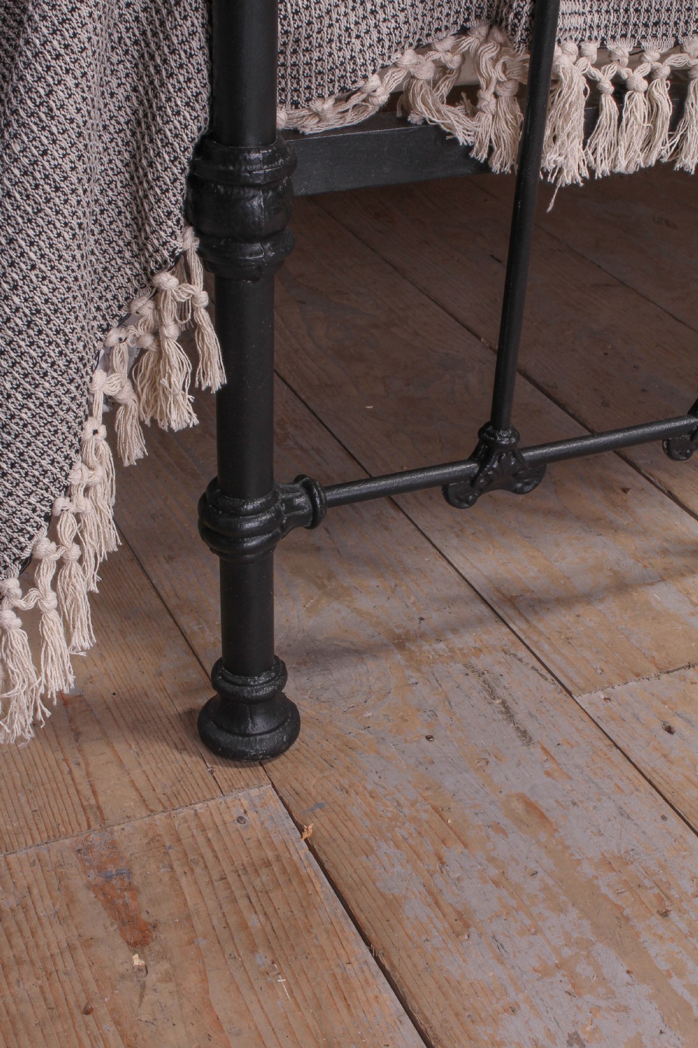Striking Classic Victorian black and aged brass double bed View V