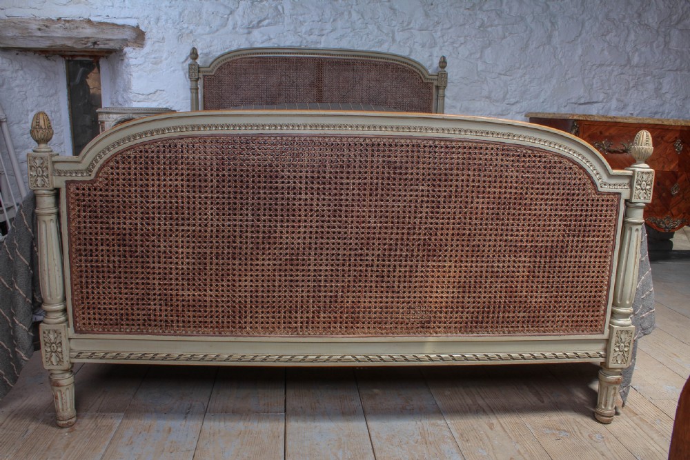 King size Empire style Eau de nil caned bergere bed View IV