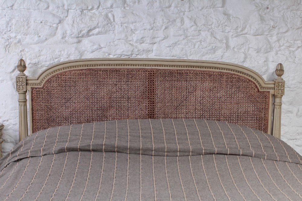 King size Empire style Eau de nil caned bergere bed View V