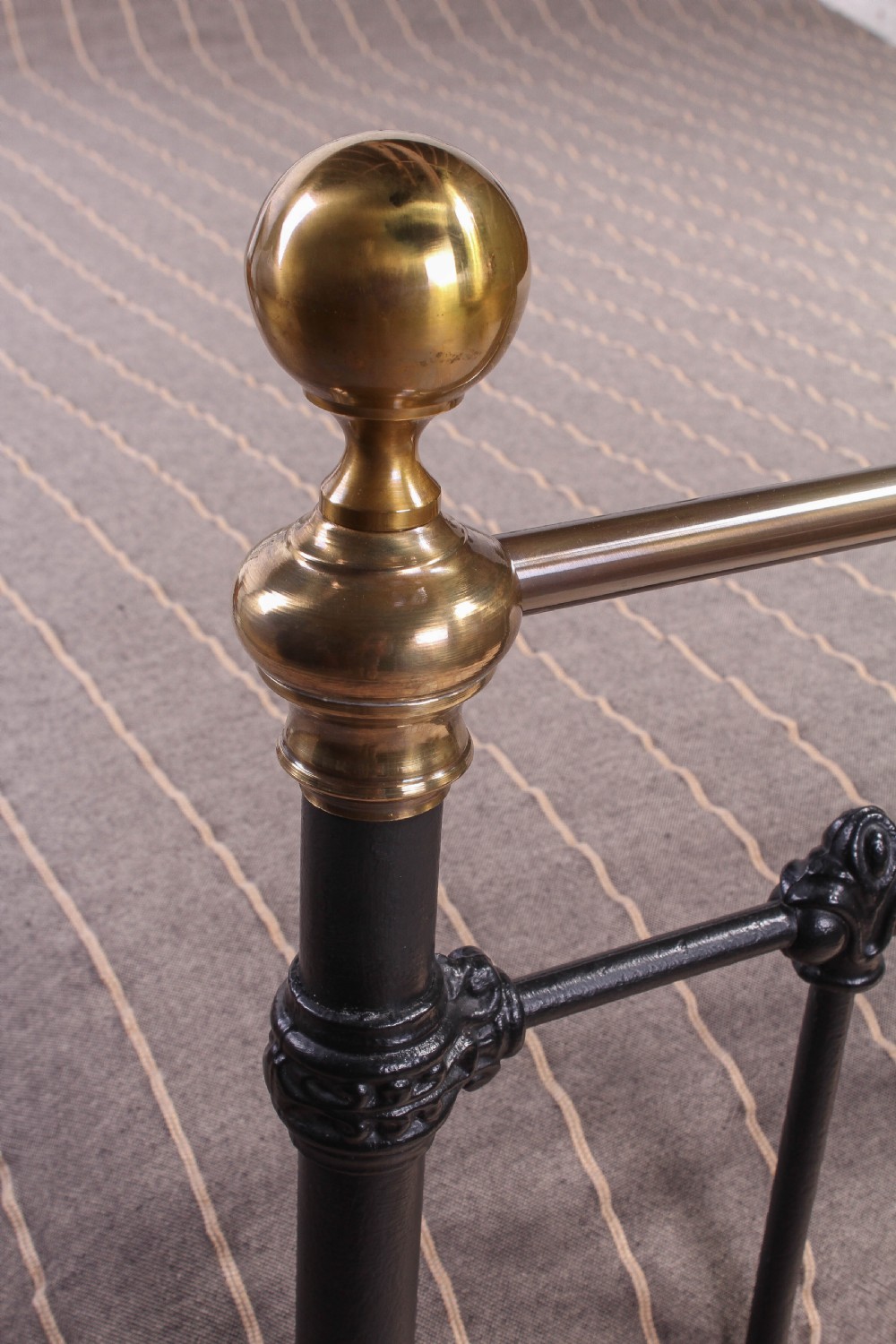 Classic Victorian black and aged brass king size bed View II