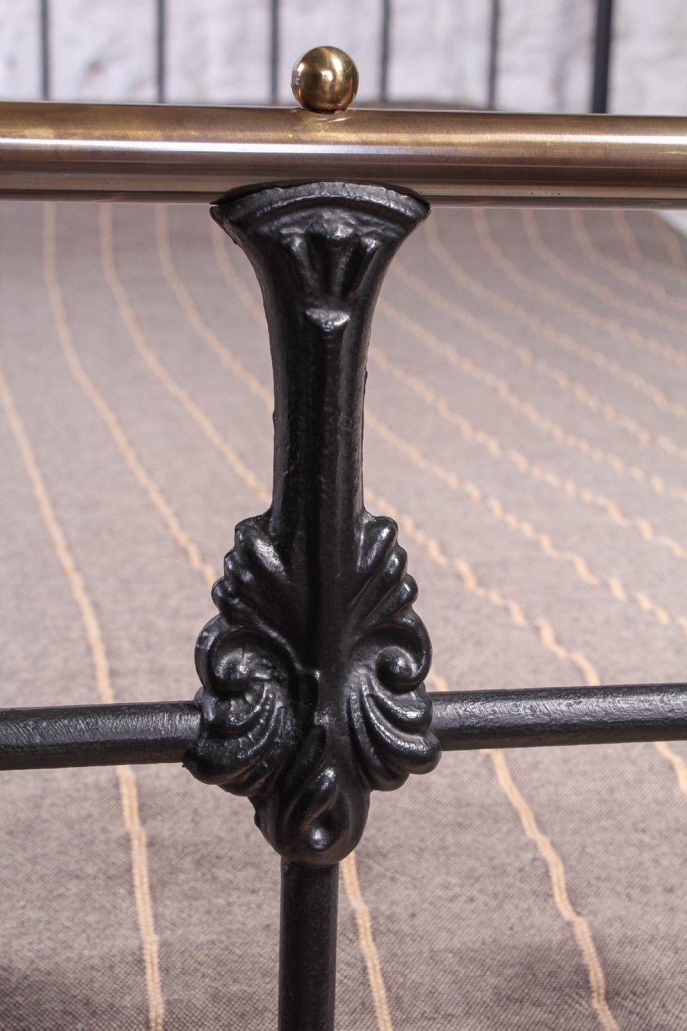 Classic Victorian black and aged brass king size bed View III