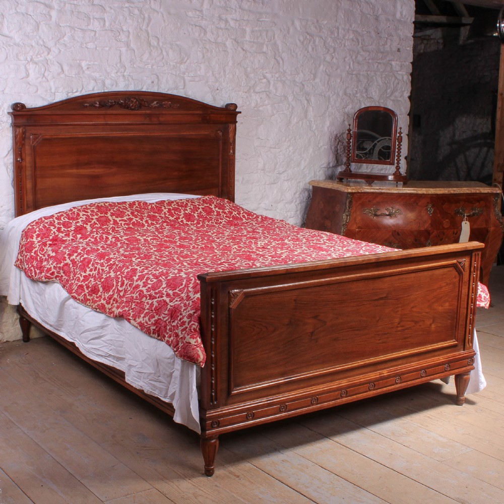 Simple solid walnut French king size bed 