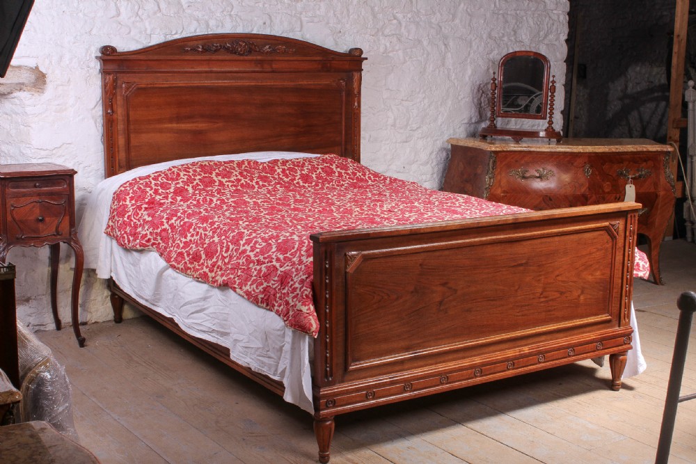 Simple solid walnut French king size bed  View II