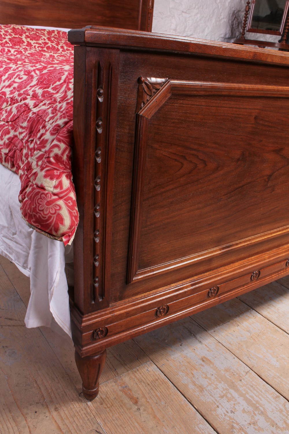 Simple solid walnut French king size bed  View III