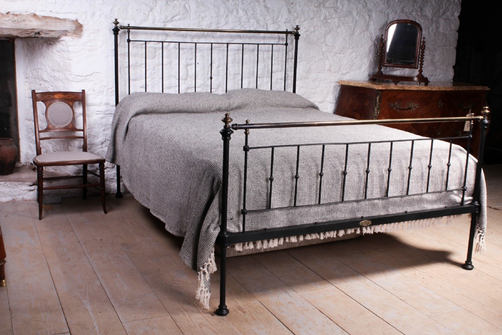 Pleasing early Victorian brass and iron king size bed