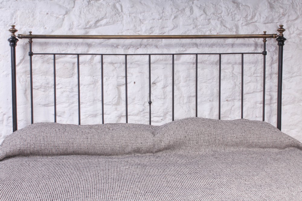 Pleasing early Victorian brass and iron king size bed View V