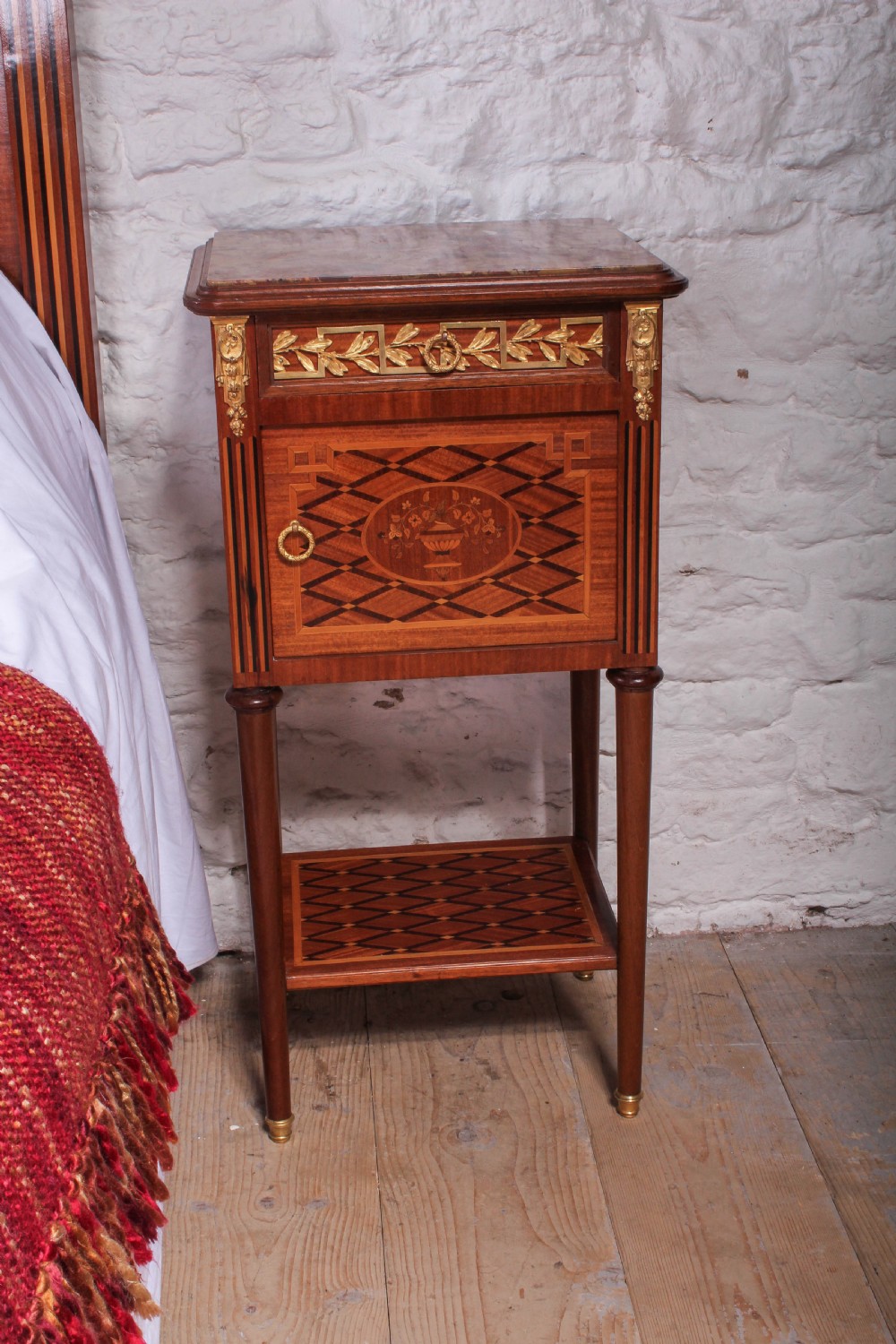 Beautiful fruit wood and ormalu king size bed with matching bedsides  View X