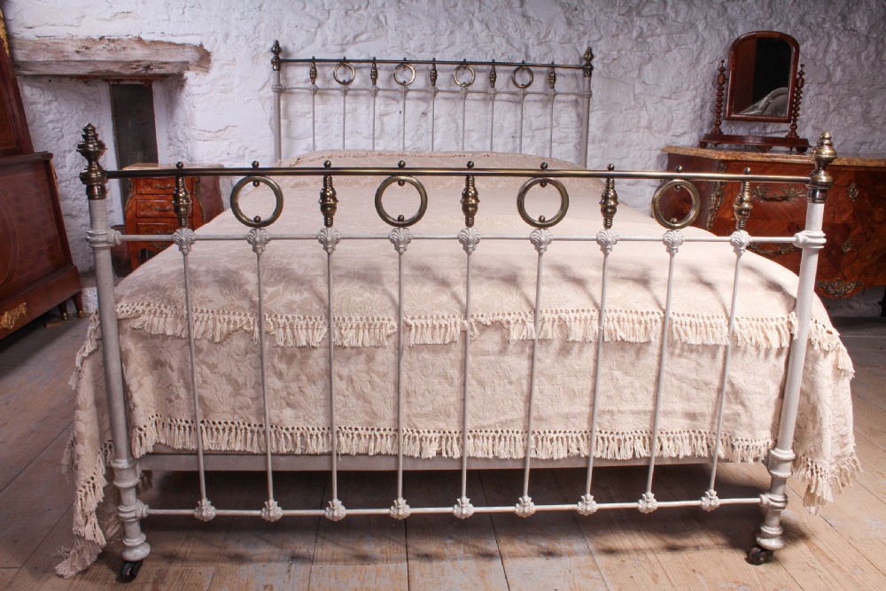 Pretty French 5Ft king size brass and iron bed  View V