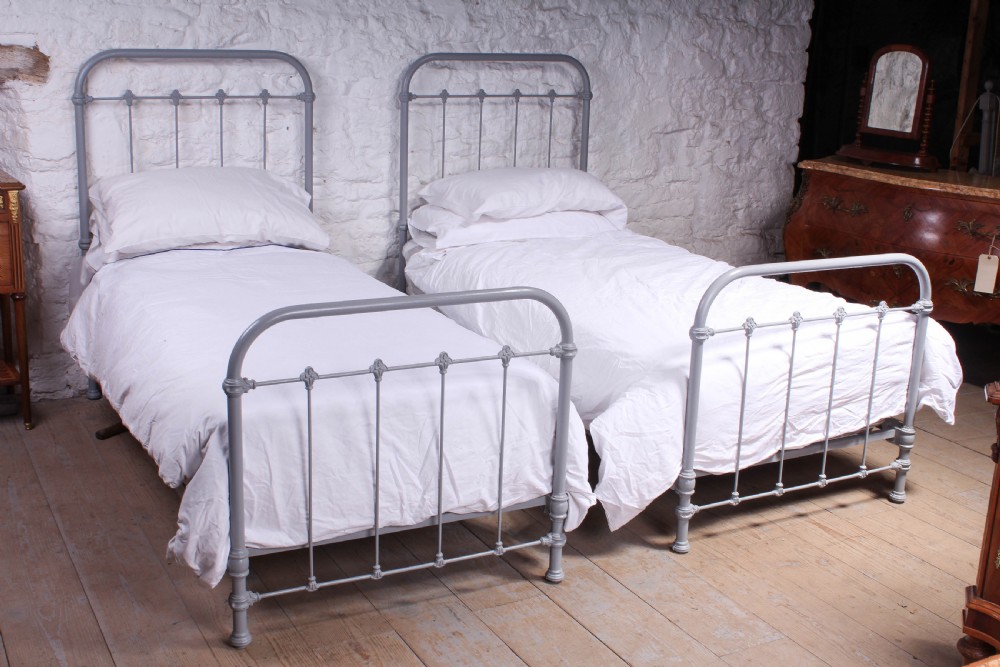 Attractive pair of French all iron single beds 