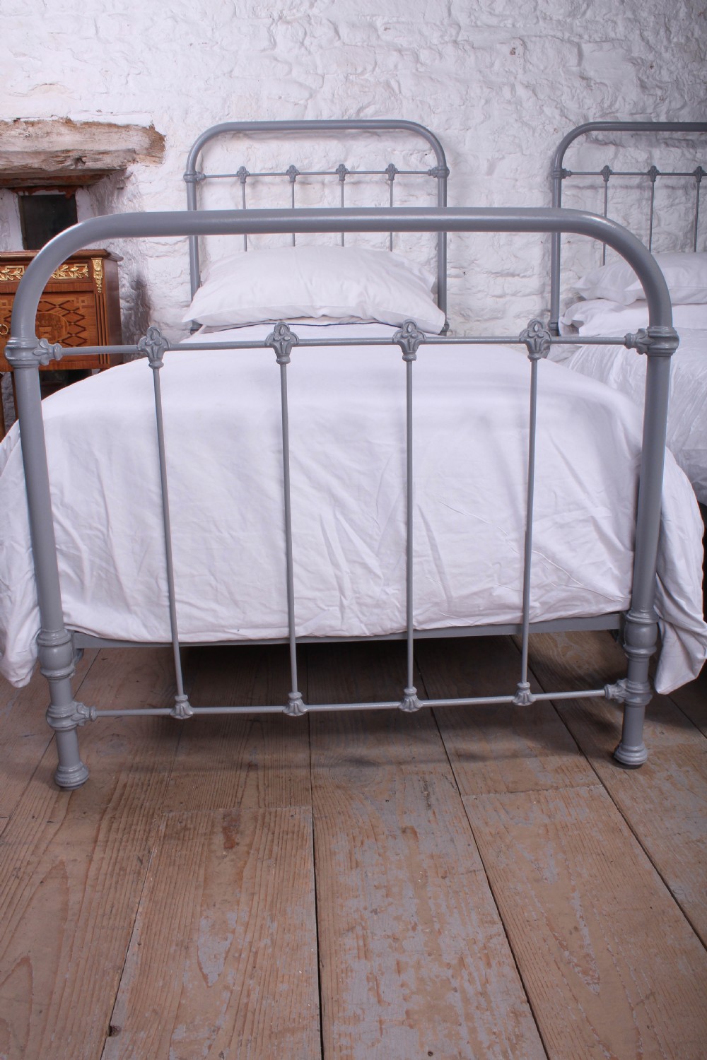 Attractive pair of French all iron single beds  View V