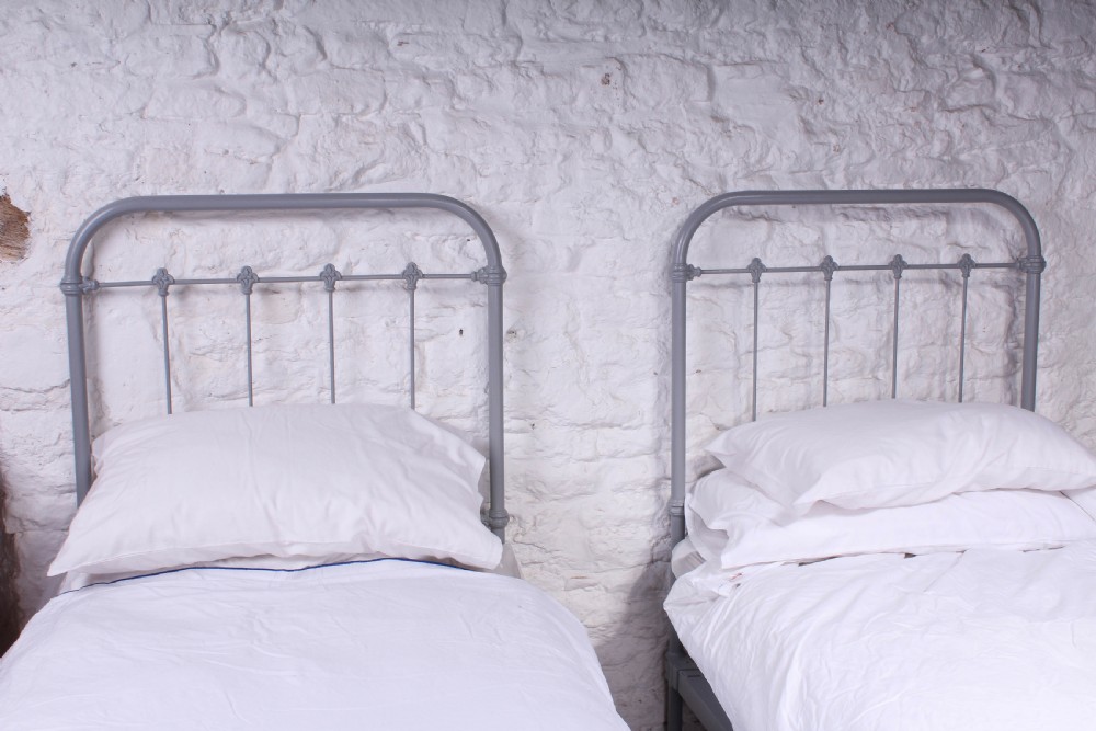 Attractive pair of French all iron single beds  View VI