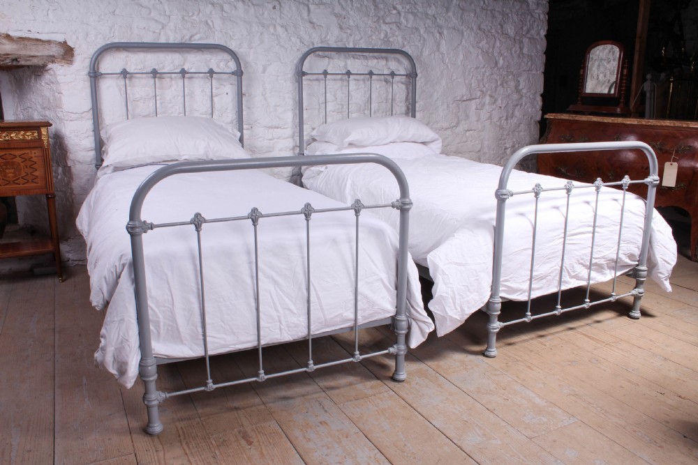 Attractive pair of French all iron single beds  View VII