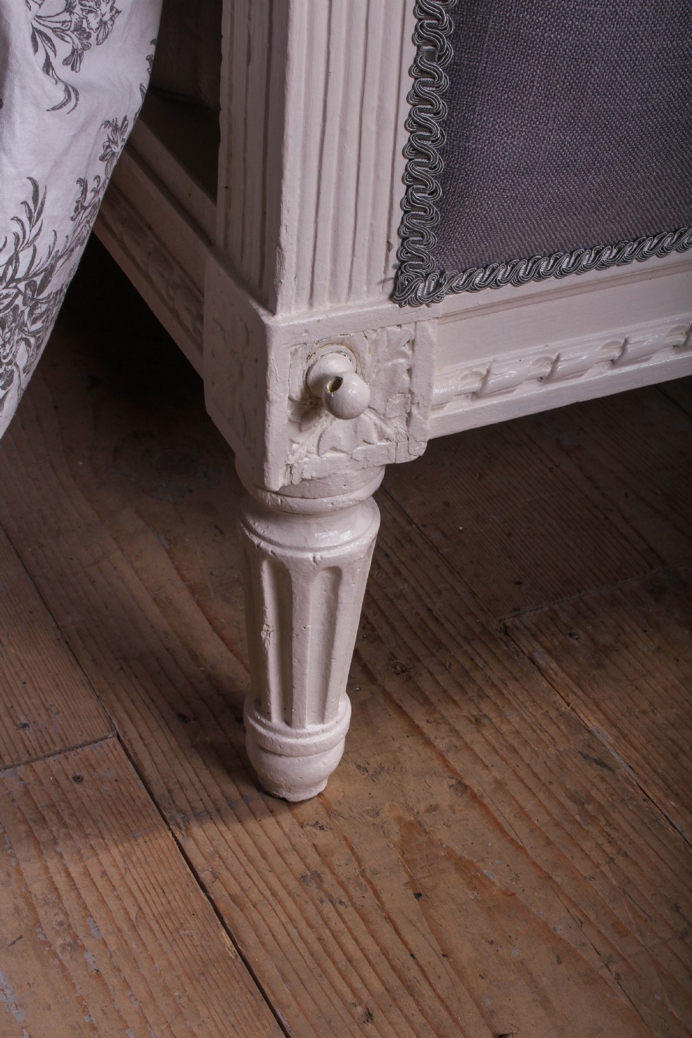 Carved frame newly upholstered French Empire style king size bed View VII