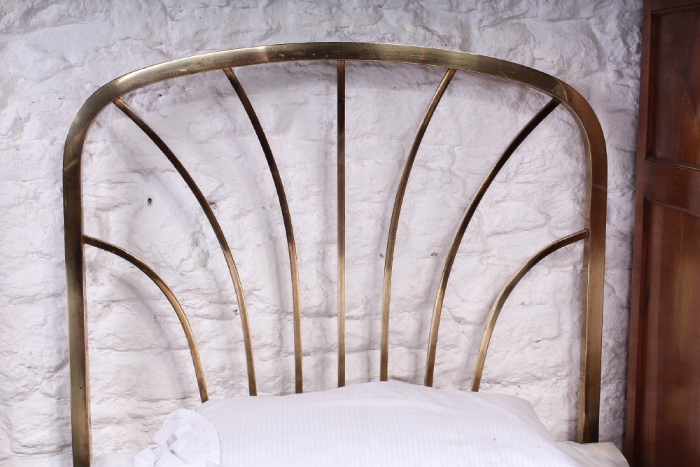 Fabulous pair of Art Deco style all brass meter wide single beds View VI