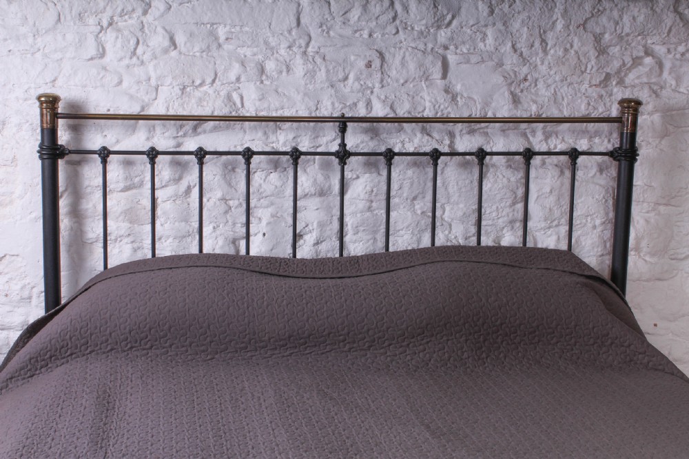 Individual Art Nouveau detail 6Ft super kingsize black and brass bed View V