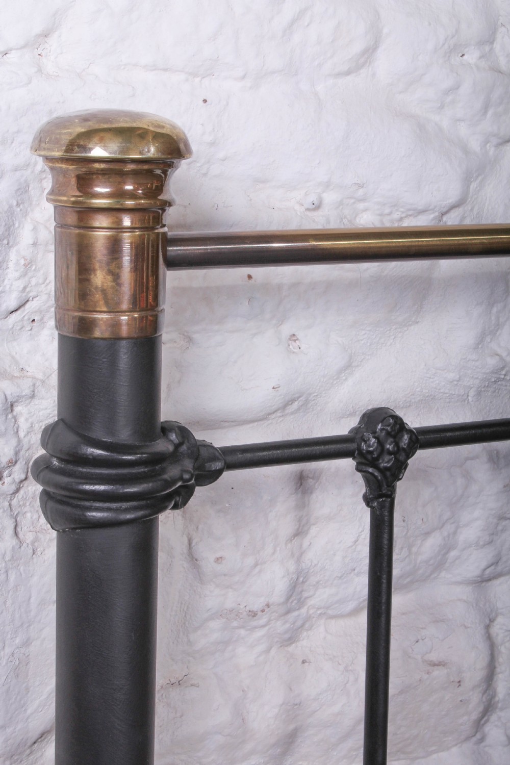 Individual Art Nouveau detail 6Ft super kingsize black and brass bed View VI