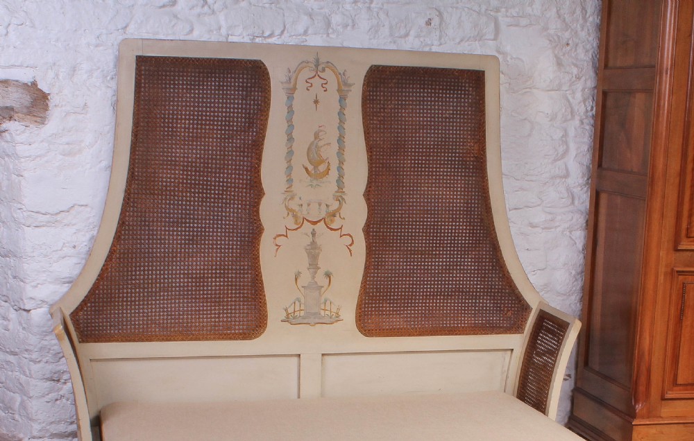 Chinoiserie influence caned double bed with base View III