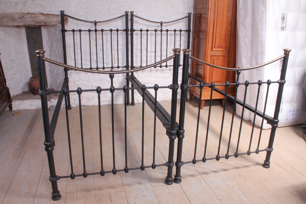 Pair of Edwardian single brass and iron beds (can be joined) View XI