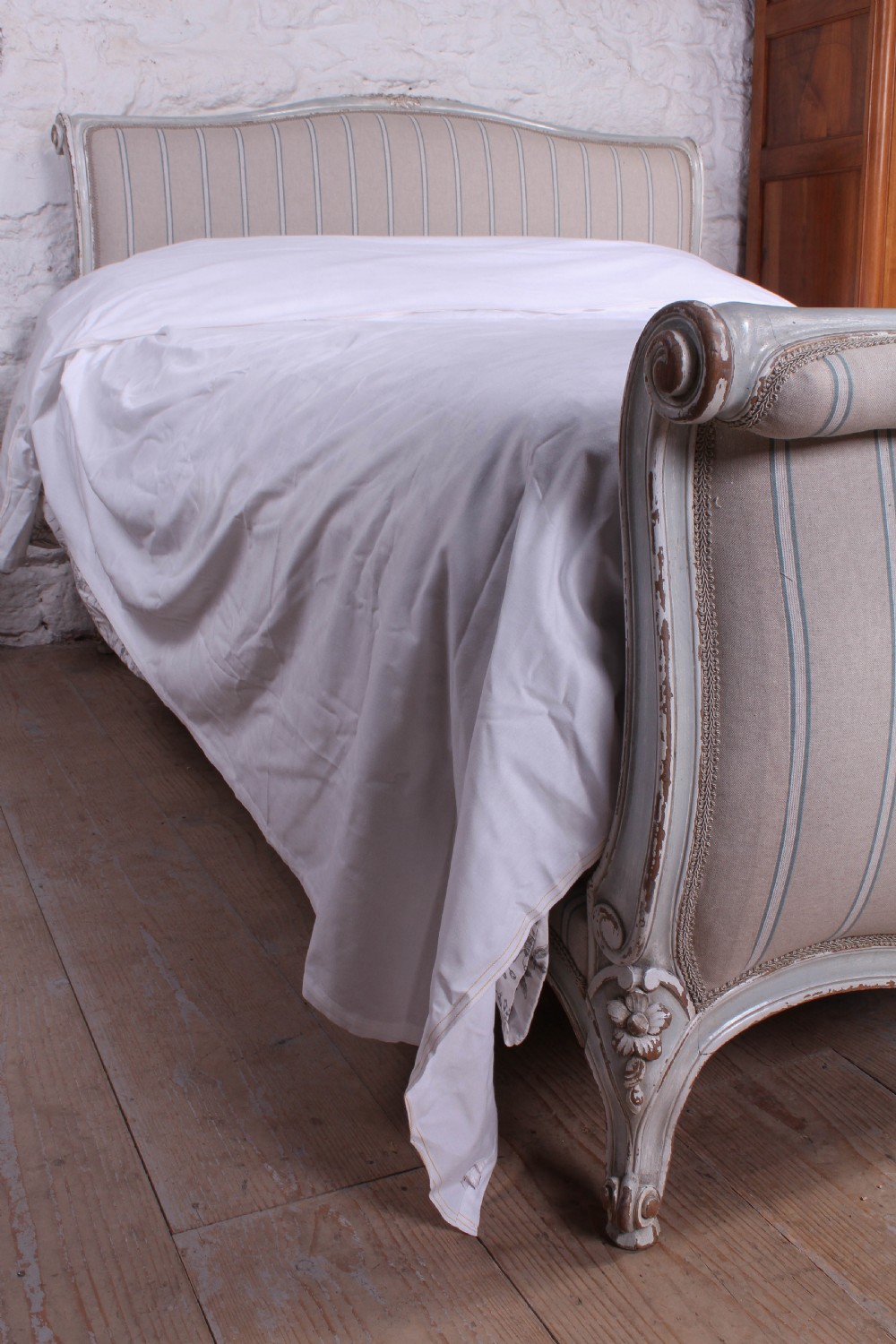 Newly upholstered Lit bateau style king size bed View V