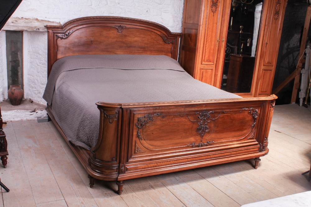 Extremely rare solid walnut super king size bed