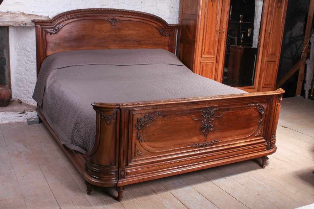 Extremely rare solid walnut super king size bed View II