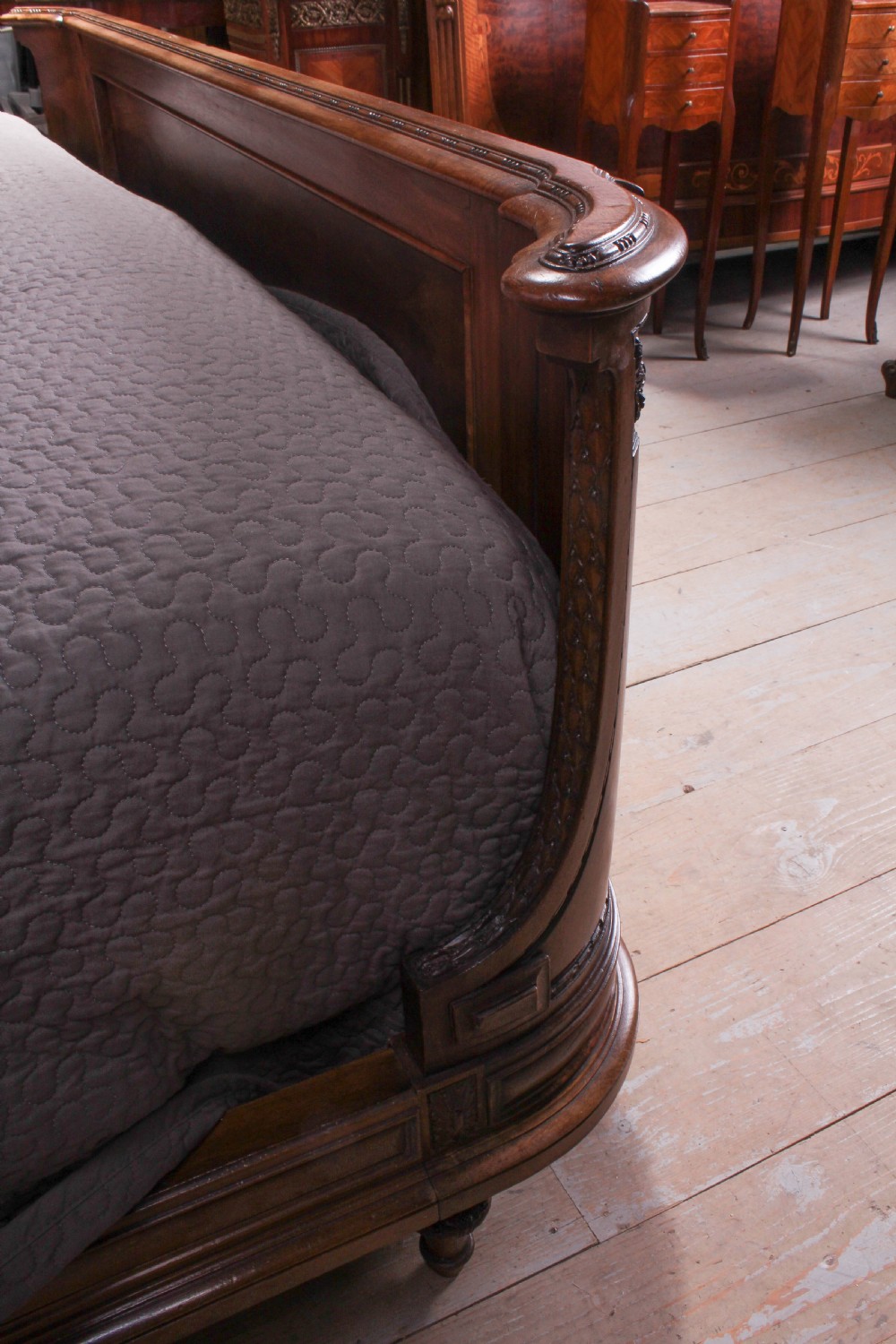 Extremely rare solid walnut super king size bed View VI
