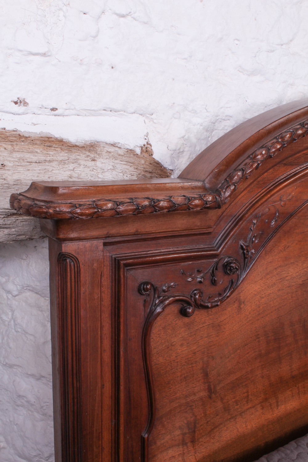 Extremely rare solid walnut super king size bed View IX