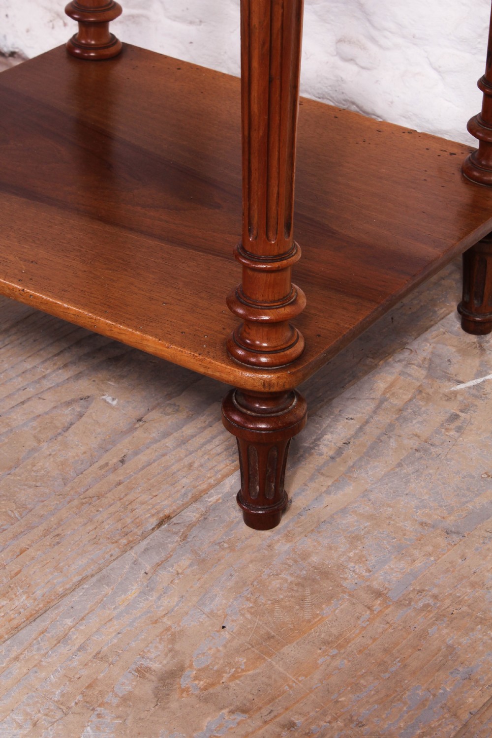 Very attractive solid walnut bedside with figured marble top View V