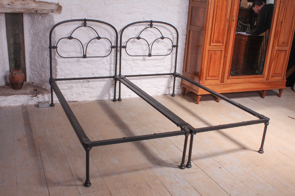 Attractive pair of black Irish iron single beds (can be joined) View VIII