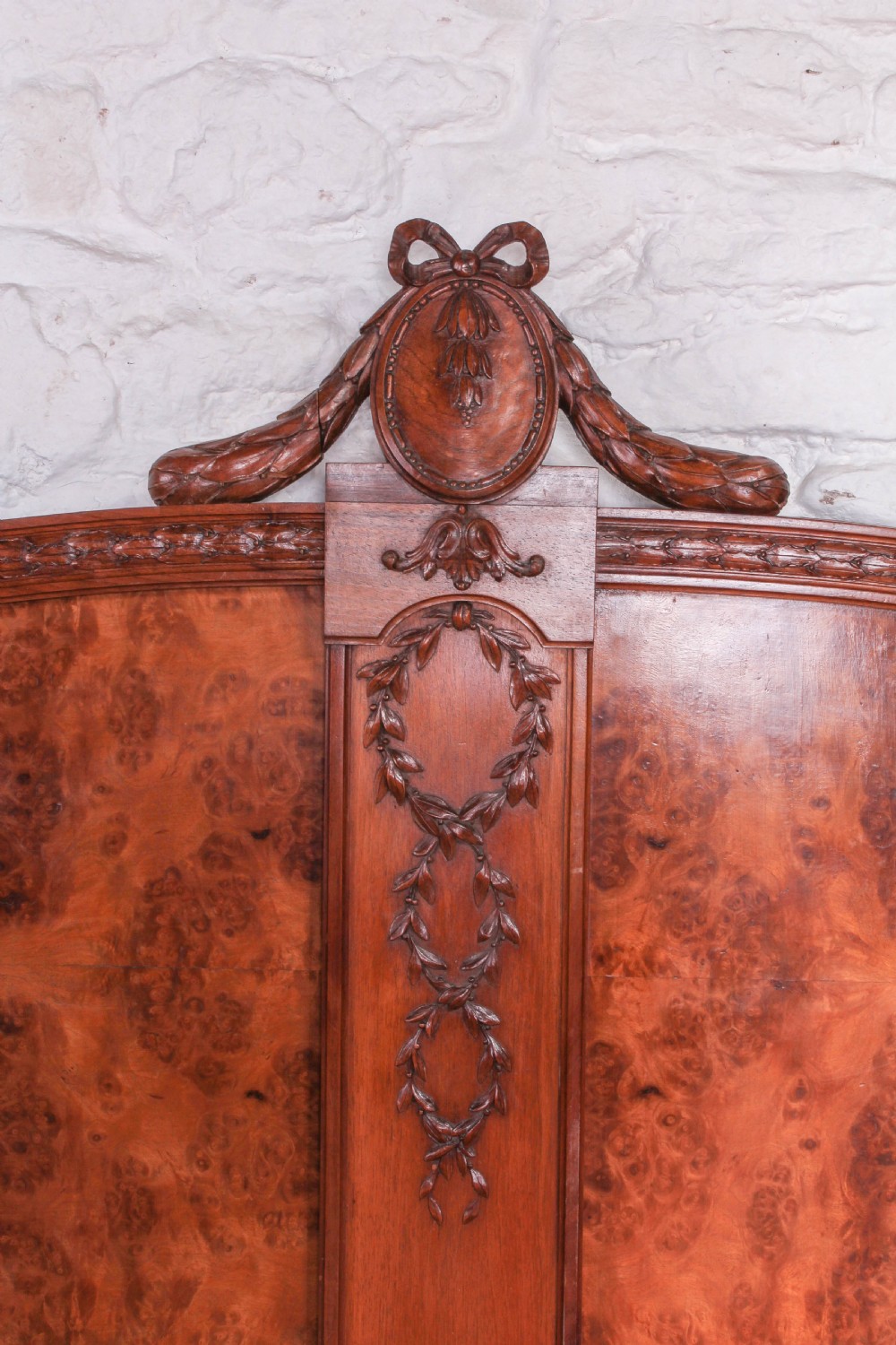Rare fabulous double corbeille burr walnut Emperor size bed View IV