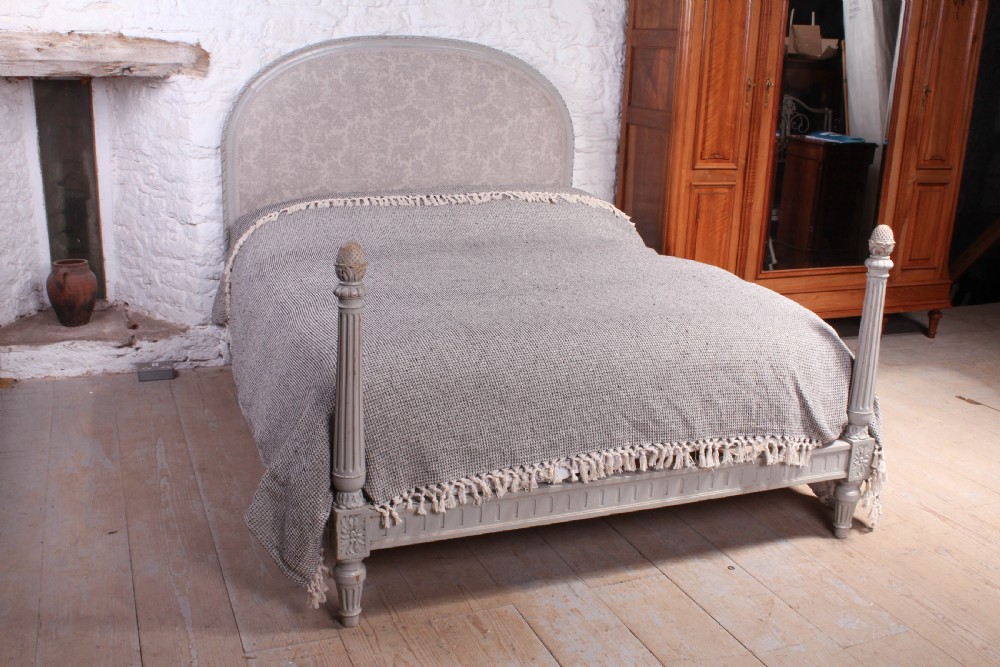 Pretty newly upholstered French double bed