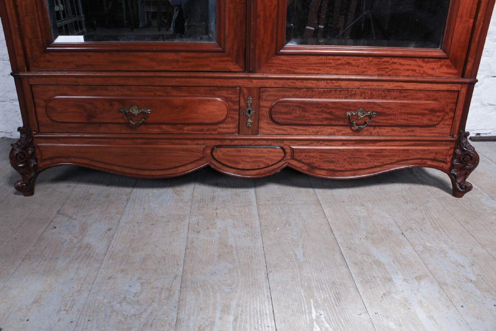 French mahogany Louis XV style mirrored two door armoire View V