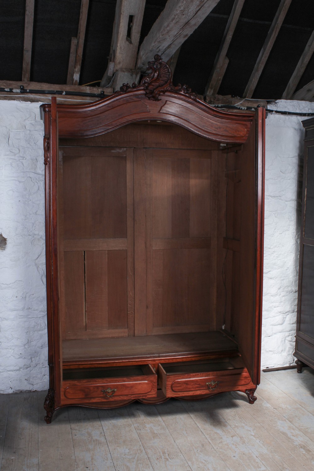 French mahogany Louis XV style mirrored two door armoire View VI