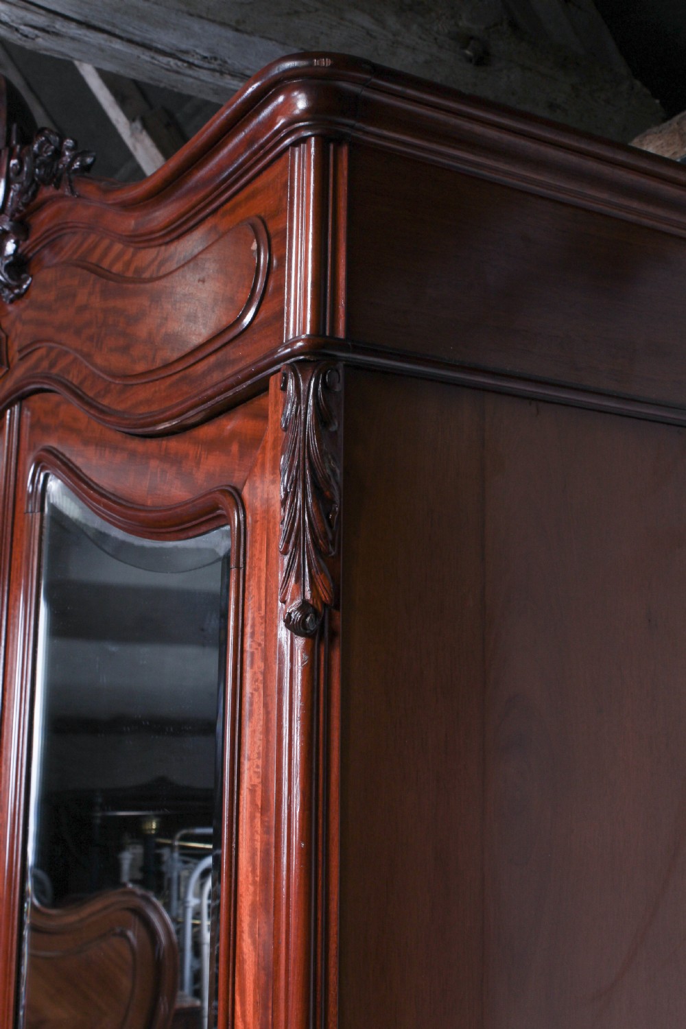 French mahogany Louis XV style mirrored two door armoire View VII