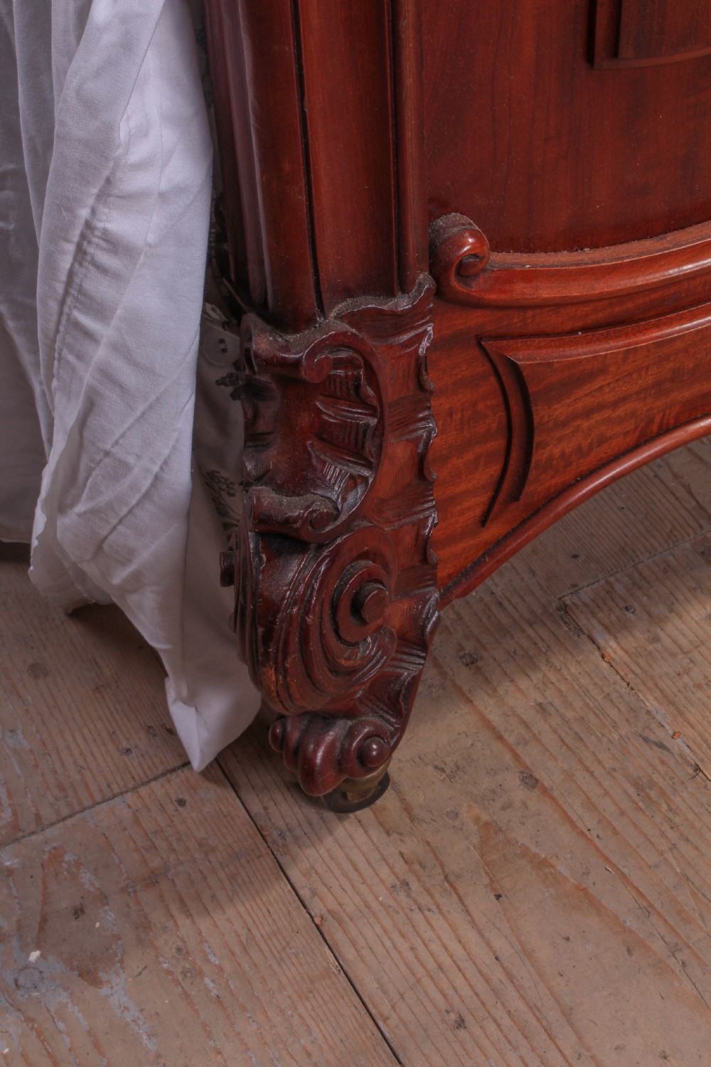 French mahogany extra long Louis XV style double bed with mattress View IV