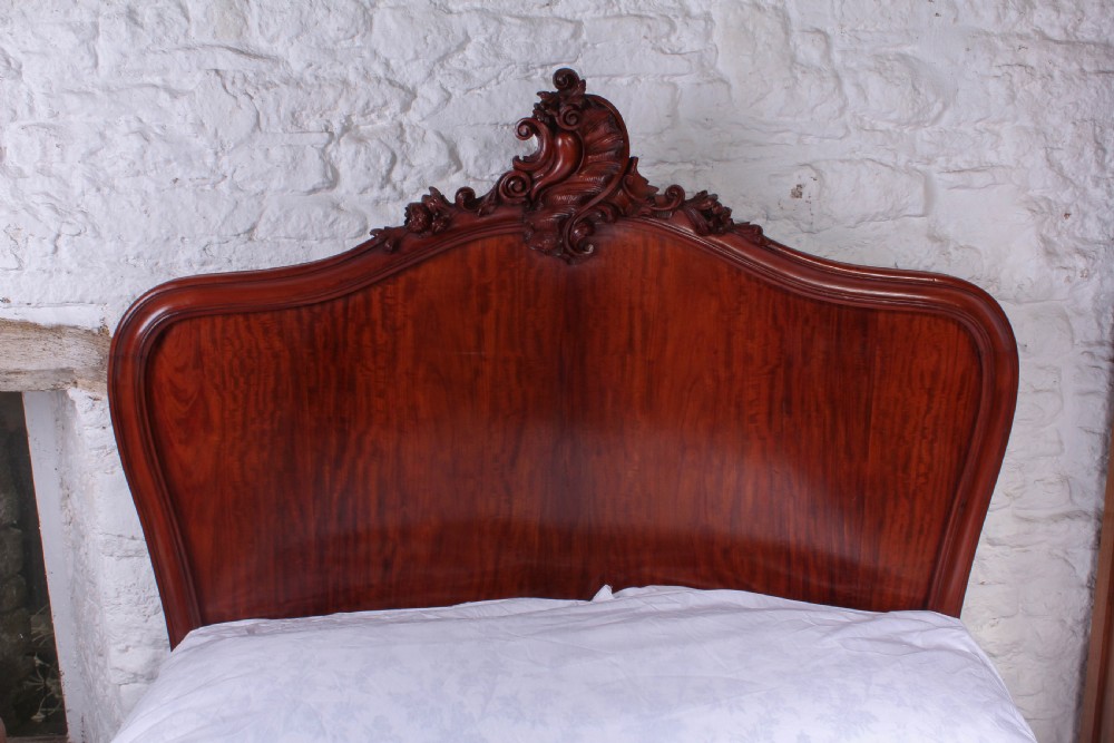 French mahogany extra long Louis XV style double bed with mattress View V