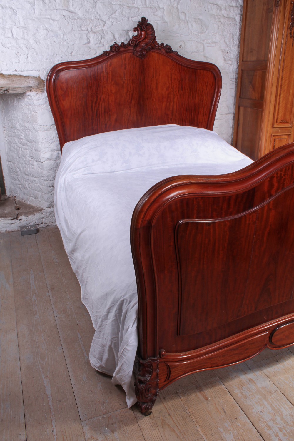 French mahogany extra long Louis XV style double bed with mattress View VII