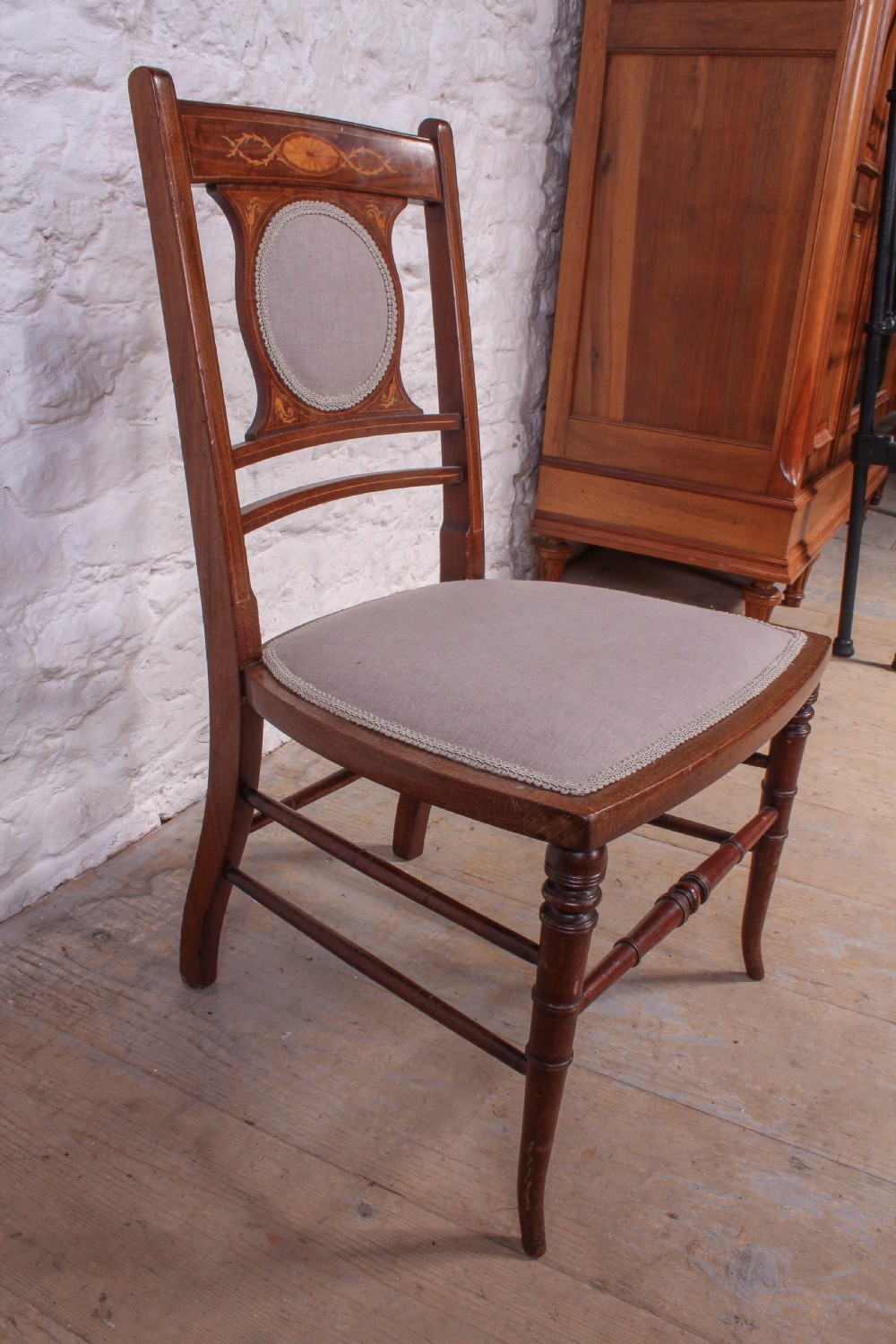Pretty Edwardian inlaid bedroom chair View IV