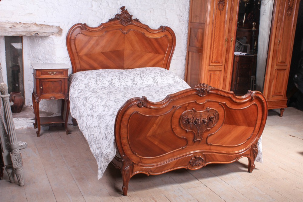 Lovely carved walnut Louis XV style double bed