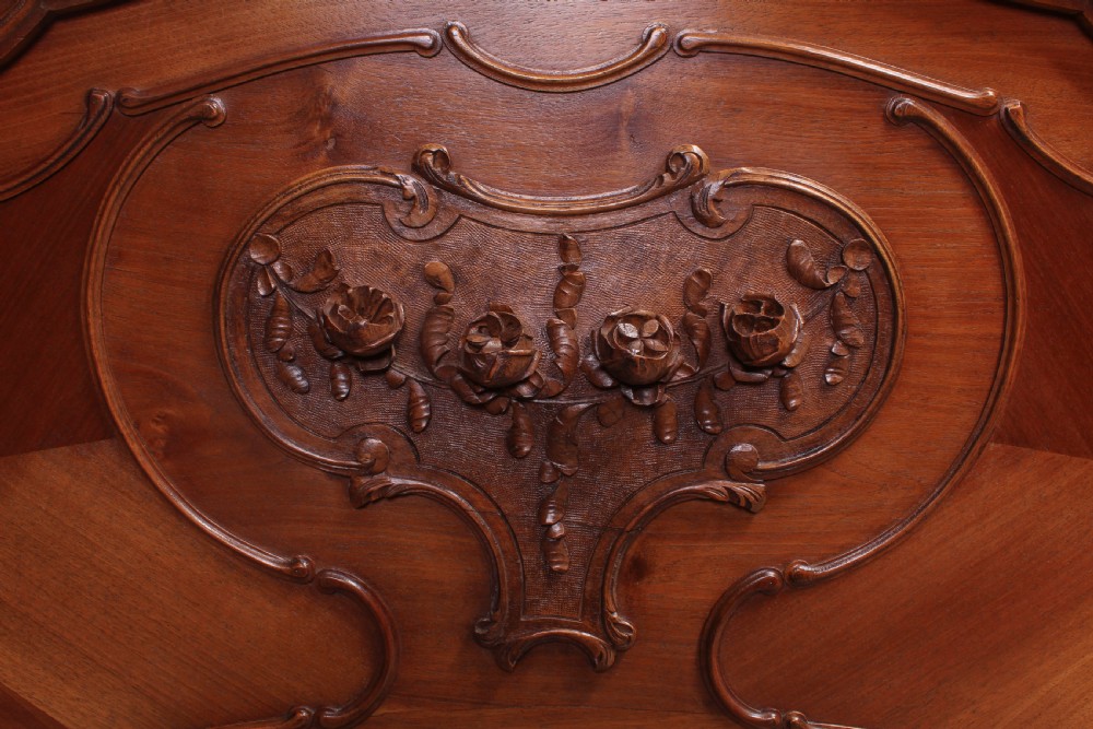 Lovely carved walnut Louis XV style double bed View IV
