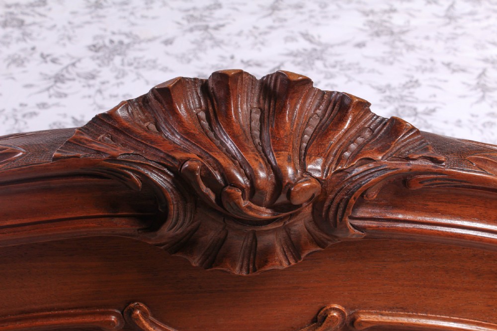 Lovely carved walnut Louis XV style double bed View V