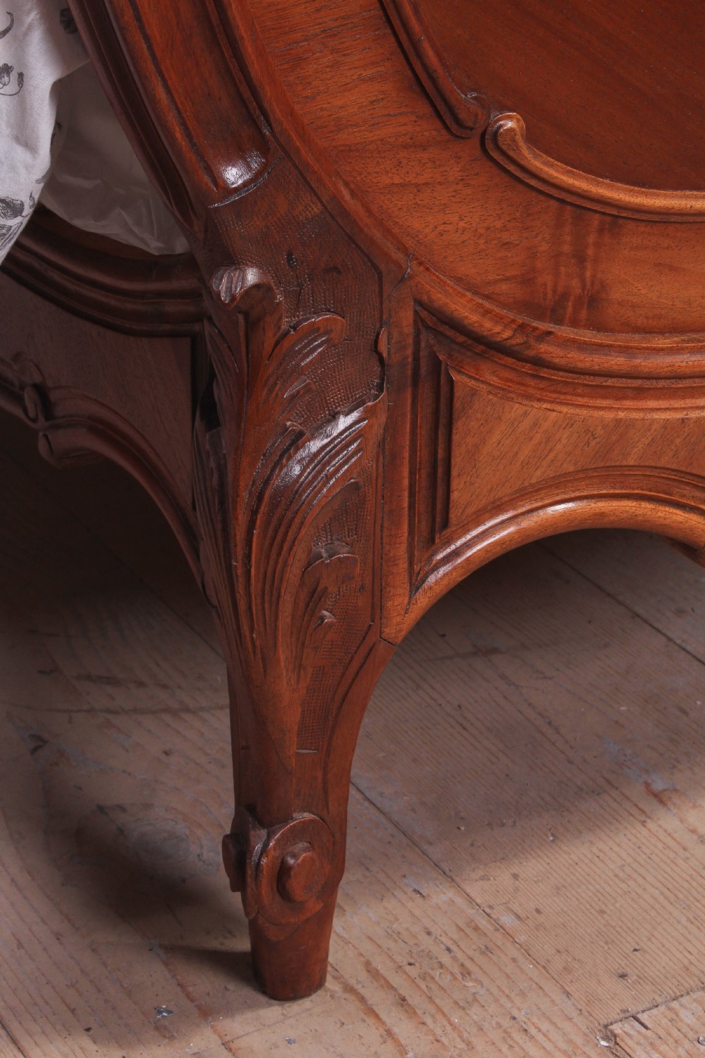 Lovely carved walnut Louis XV style double bed View VI