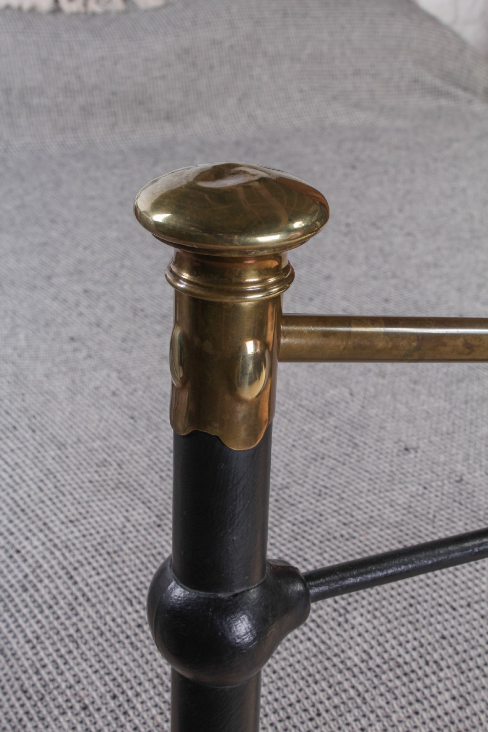 Attractive Edwardian dip rail brass and iron double bed  View II